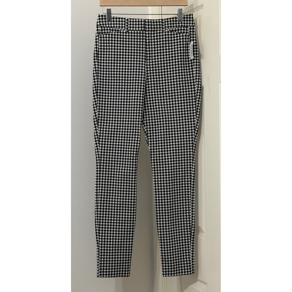 Old Navy NWT Pixie Skinny Pants Women's sz 6 Tall Black White Gingham High Rise